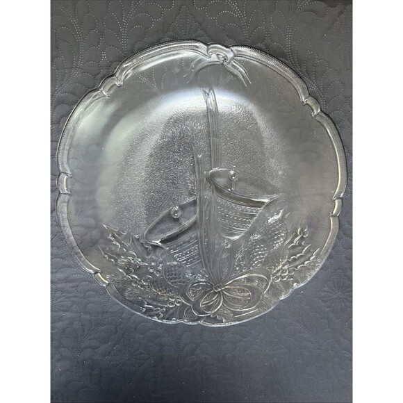 VTG Mikasa 15" Crystal Holiday Bells Christmas Hostess Platter Serving 14 3/4 - Picture 2 of 5